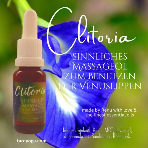 Flasche mit Clitoria Schoss Öl
